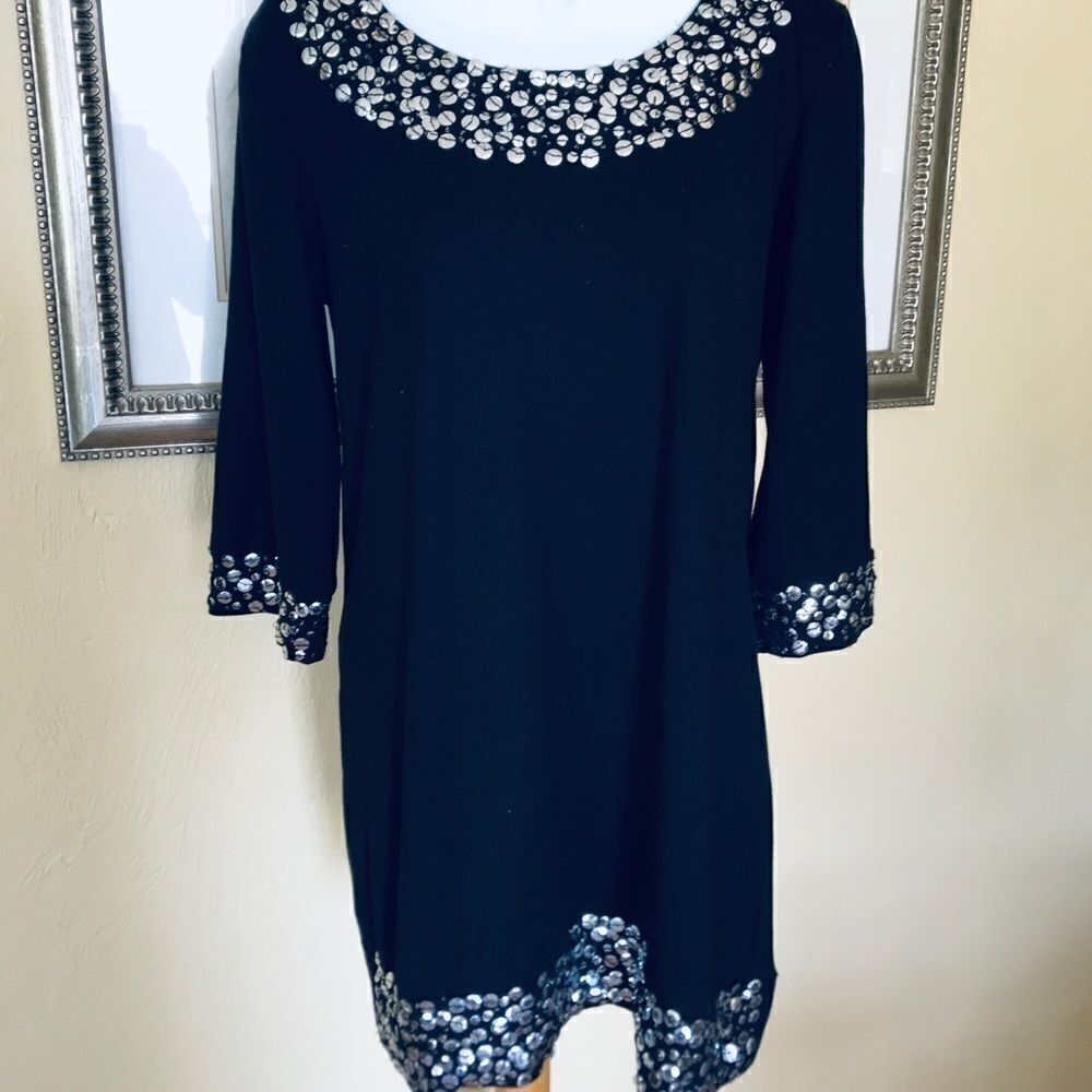New Black & Sequined Top, size Medium - Nice Holiday Blouse!